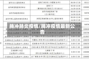 腾冲肺炎疫情/腾冲疫情最新公告