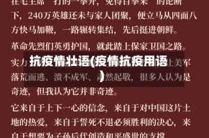 抗疫情壮语(疫情抗疫用语)