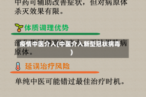 疫情中医介入(中医介入新型冠状病毒)