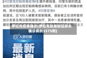 伊拉克疫情确诊(伊拉克新增新冠肺炎确诊病例5375例)