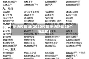 英语疫情词(2020疫情英语热词20个简单的)