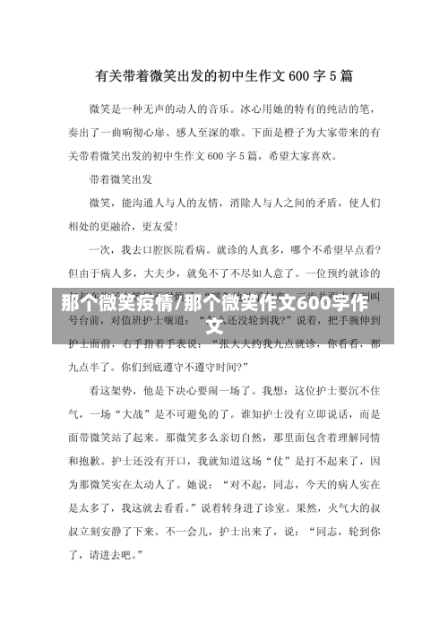 那个微笑疫情/那个微笑作文600字作文-第1张图片
