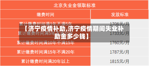 【济宁疫情补助,济宁疫情期间失业补助金多少钱】-第1张图片